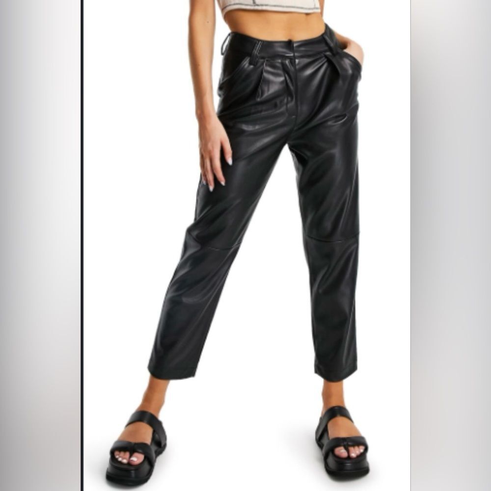 Topshop Black Faux Leather Pants